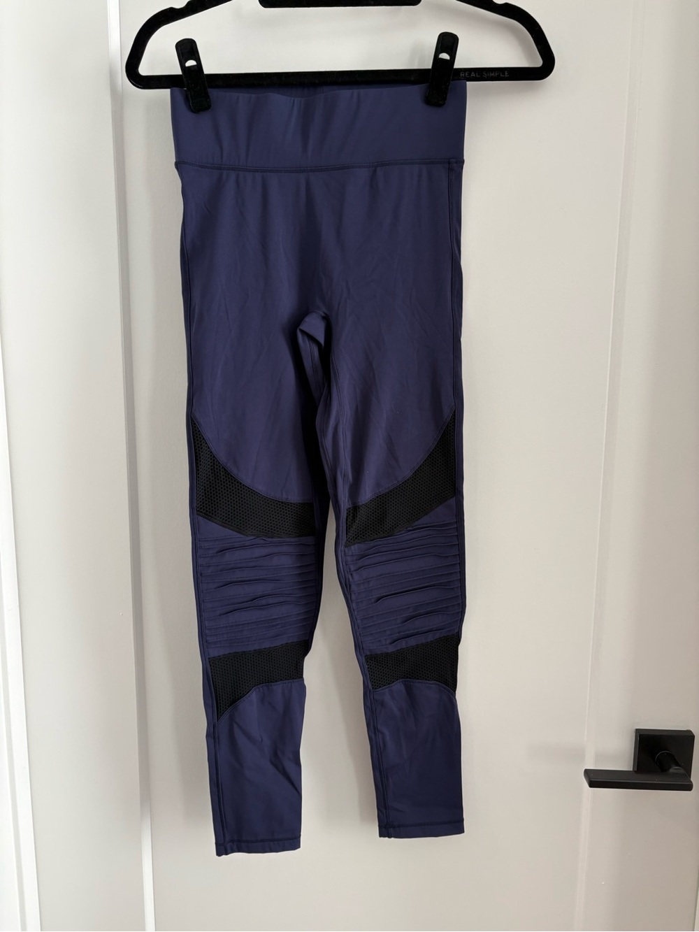 ALL ACCESS Navy Leggings with Black Mesh Panels